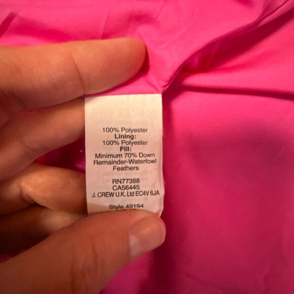J Crew quilted down filled puffer vest womens size large pink Barbie feminine - Picture 7 of 9